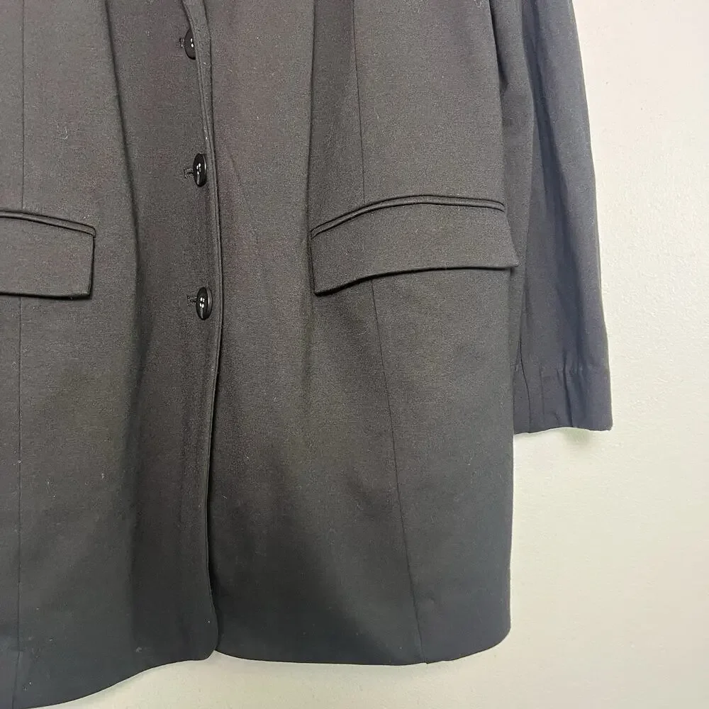 J Jill Womens Black Blazer Jacket Casual Office Sz M Tall Simple Basic Minimal